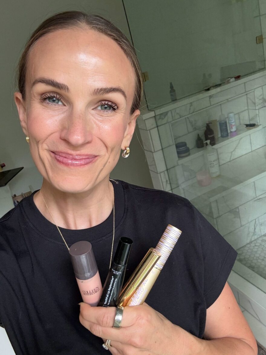 TeriLyn Adams smiling and highlighting the tartelette mascara for amazon prime beauty deals.