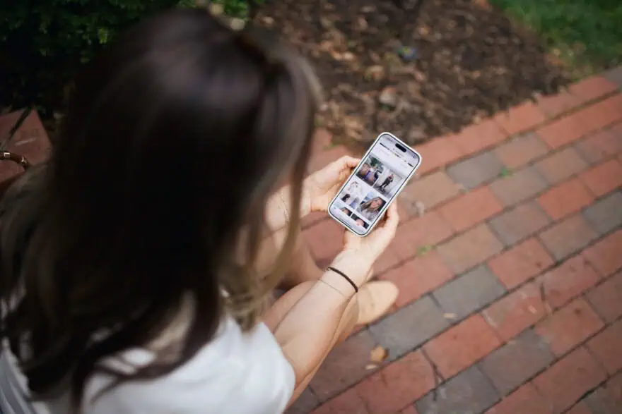 Woman using LTK app on phone