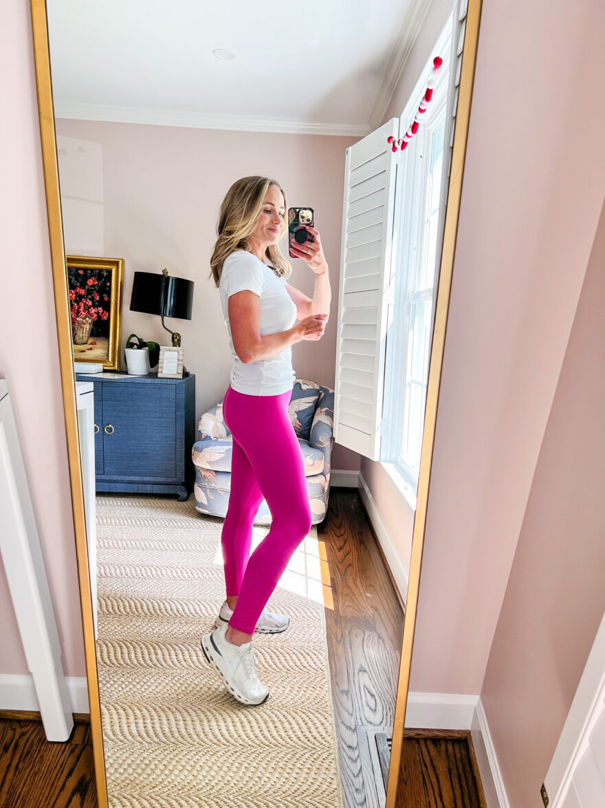 Hot pink leggings athleisure wear