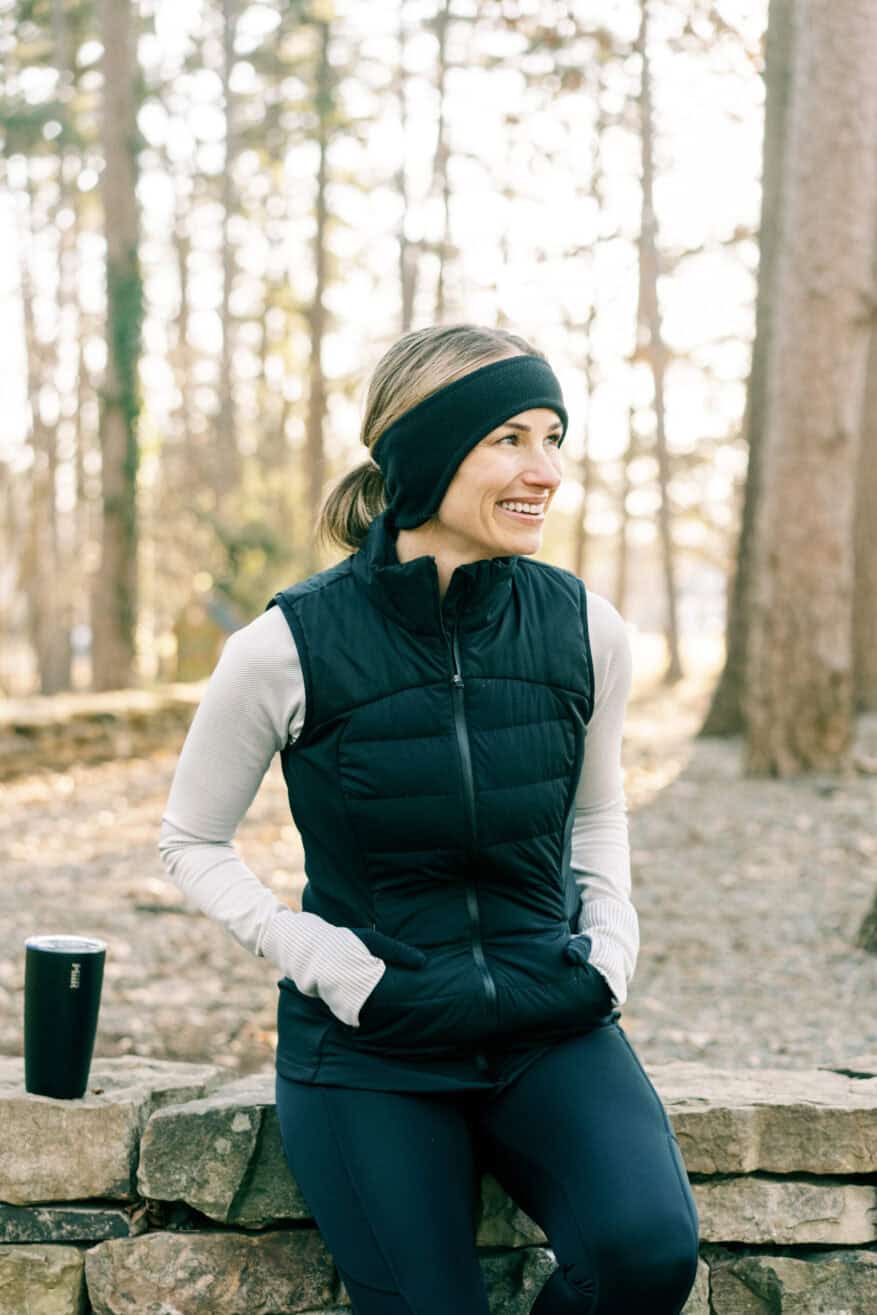 TeriLyn Adams wearing Lululemon Down For It All running vest