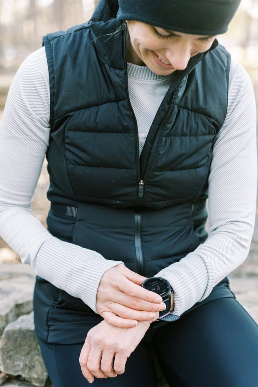 TeriLyn Adams running in Lululemon Down For It All vest