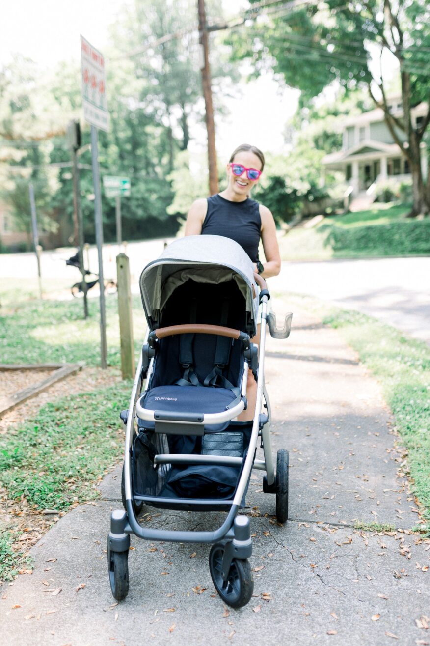 woman using the Uppababy Vista Stroller