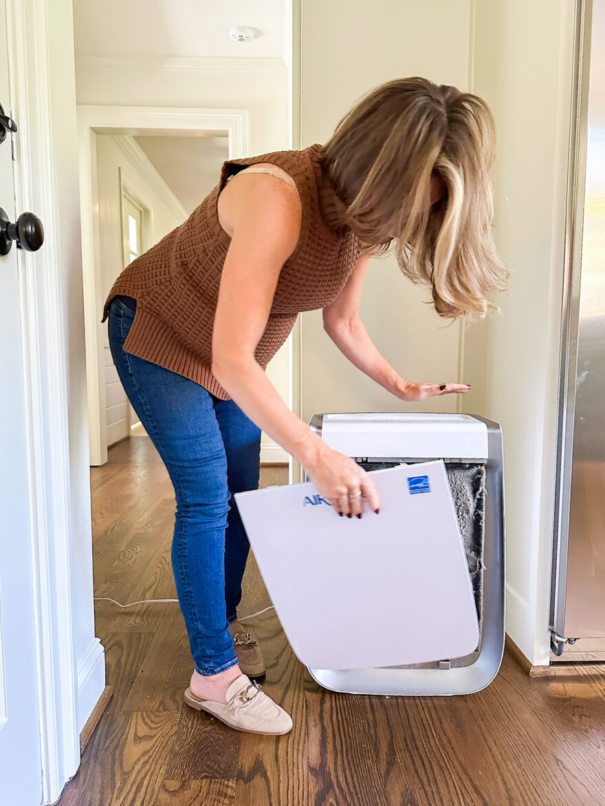 TeriLyn Adams with cleaning AirDoctor Purifier 