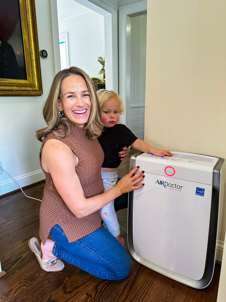 TeriLyn Adams with her son using AirDoctor Purifier for an AirDoctor Review