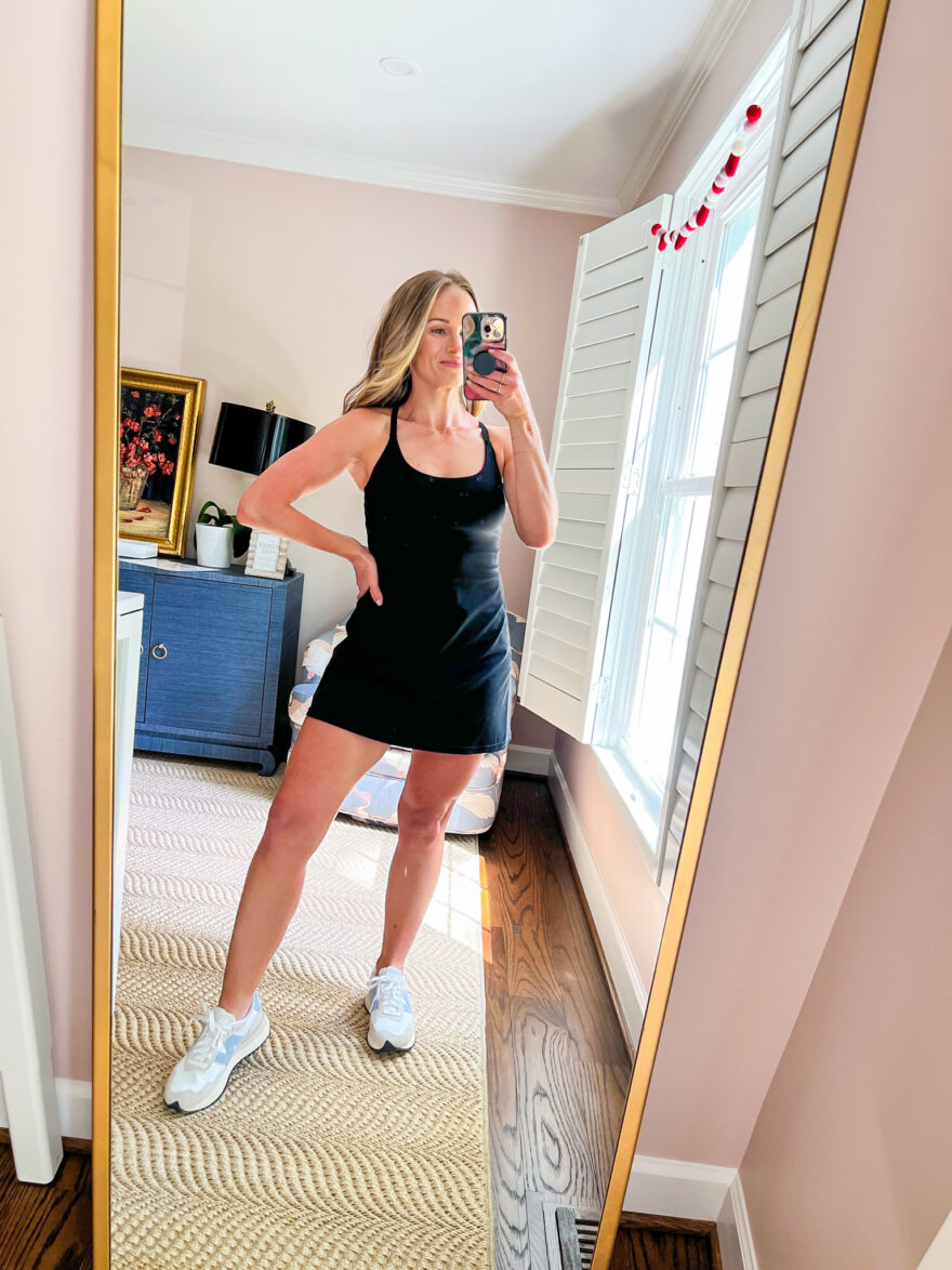 TeriLyn Adams wearing Athleisure Tennis Dress one of her Favorite Spring Amazon Dresses