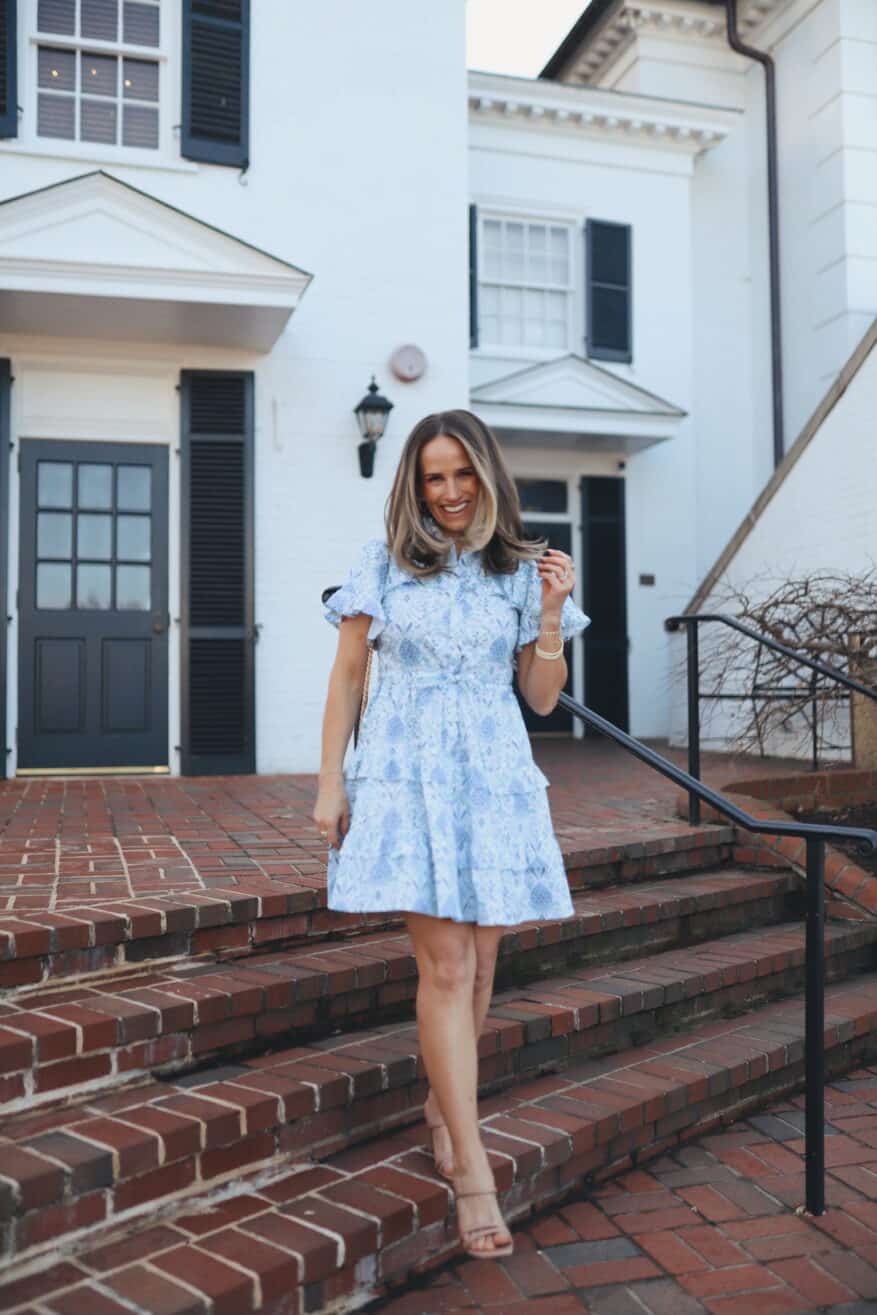 Woman wearing midi dress with heels