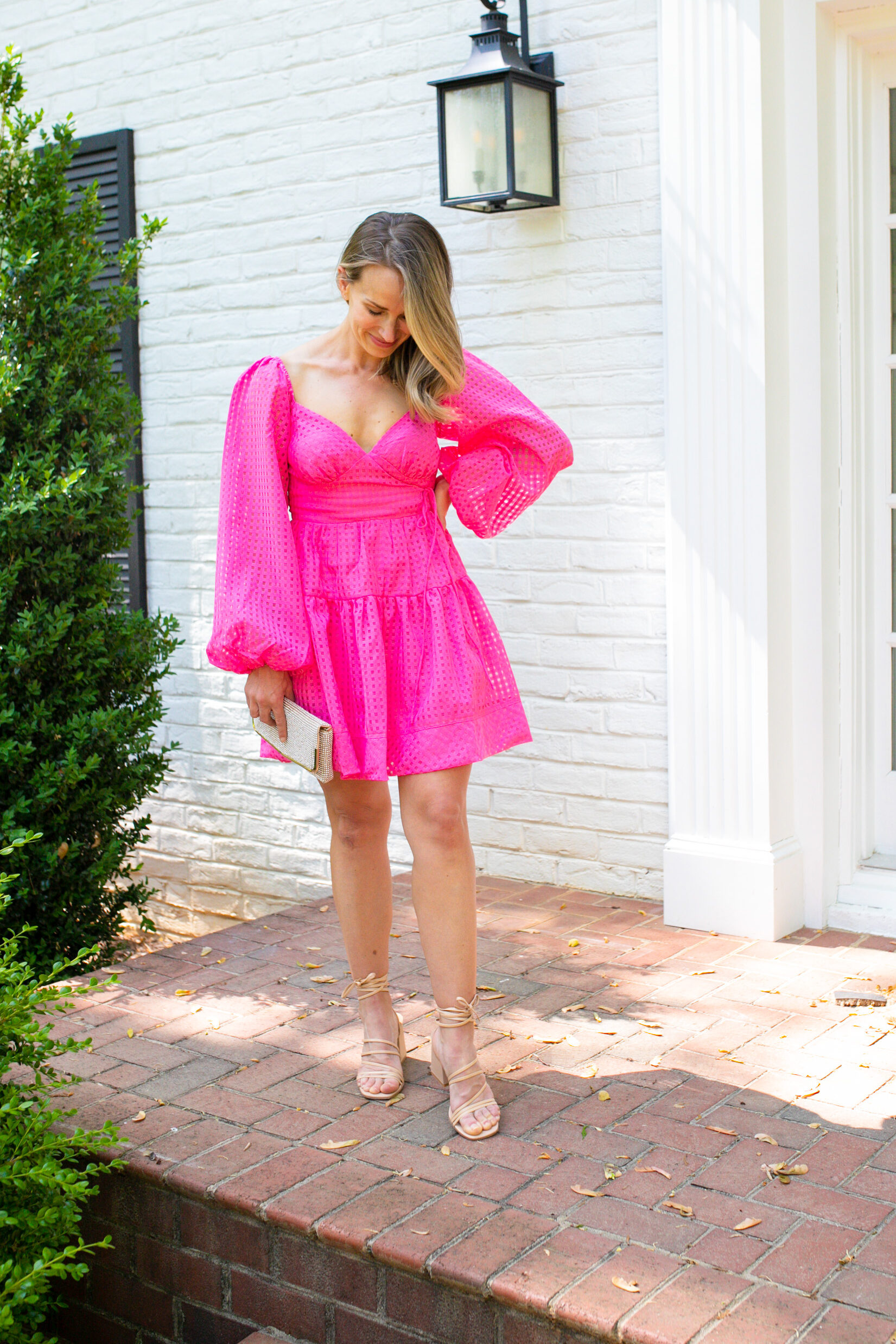 Hot Pink Mini Dress Wedding Guest Outfit