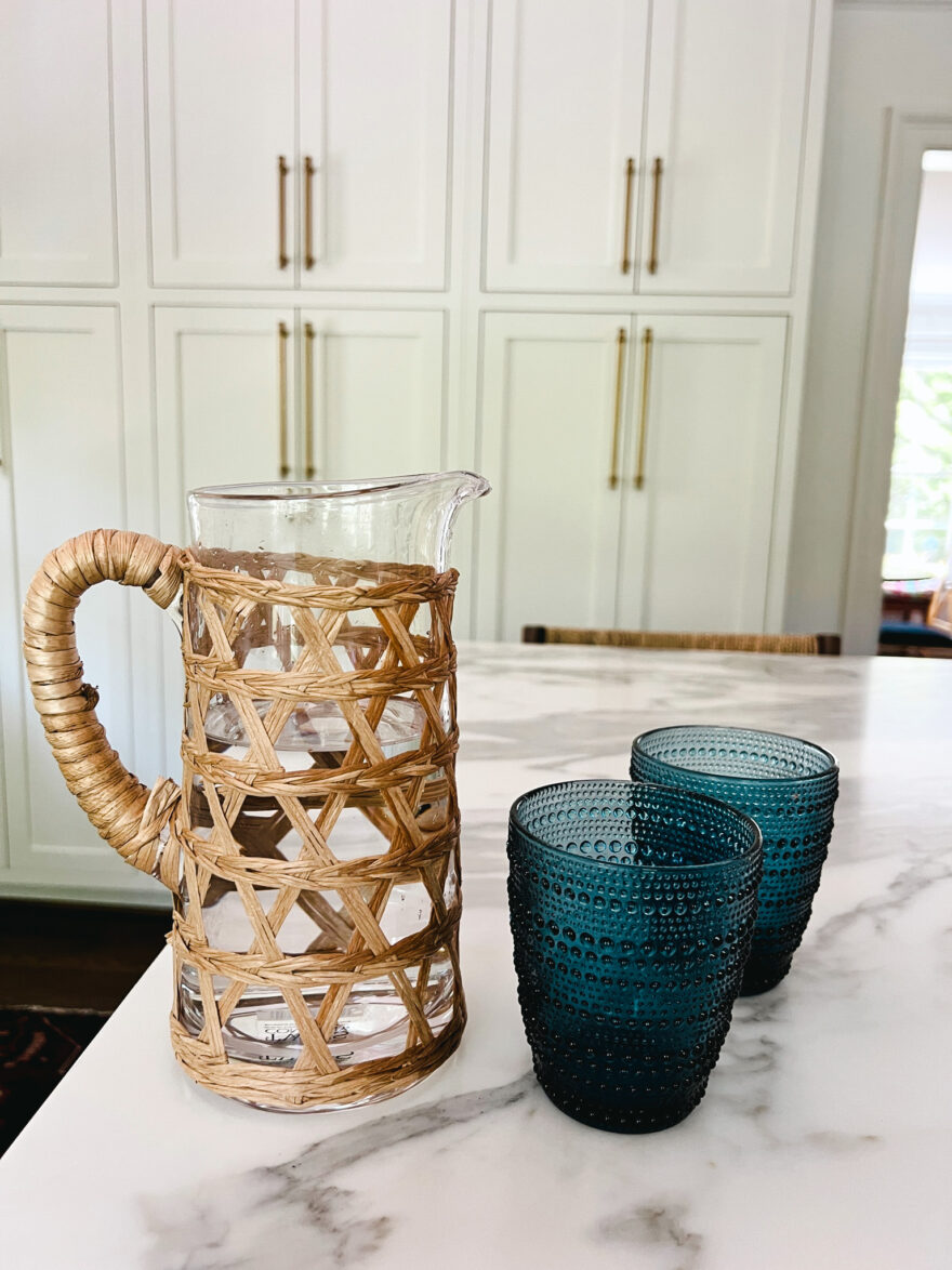 Hand-Woven Lattice Pitcher with glasses