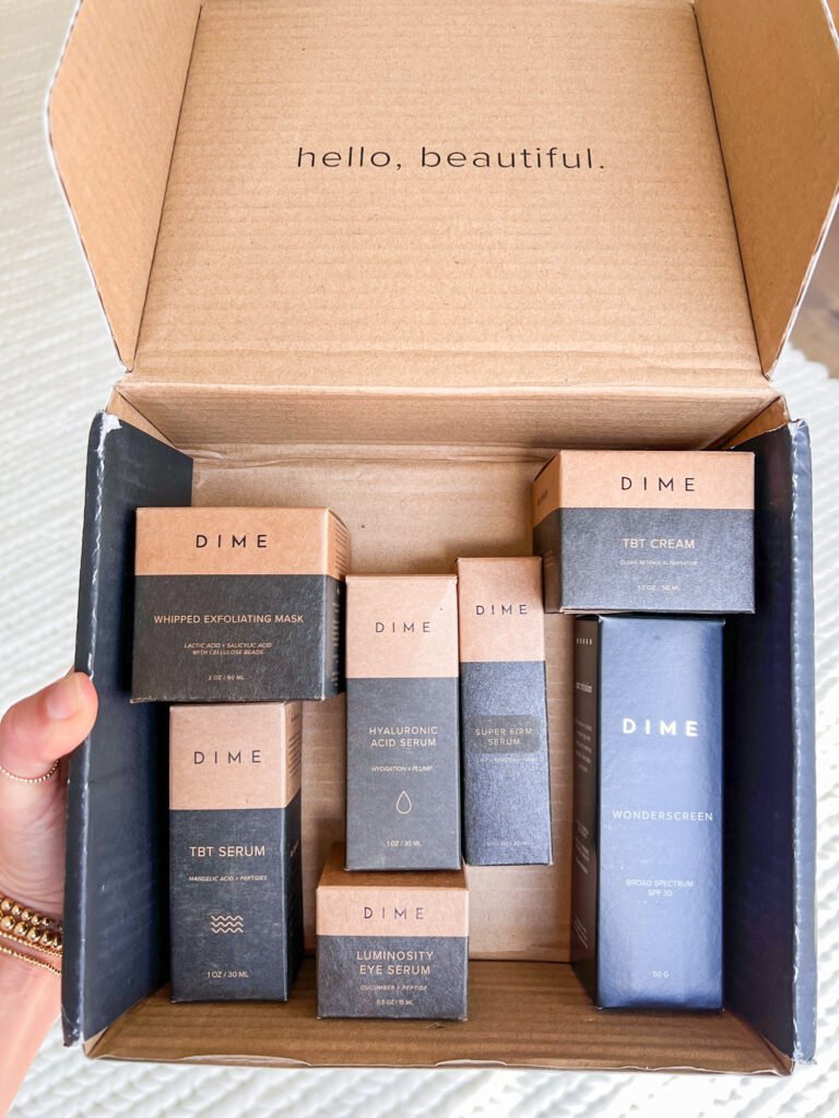 aa box of products from Dime Beauty 