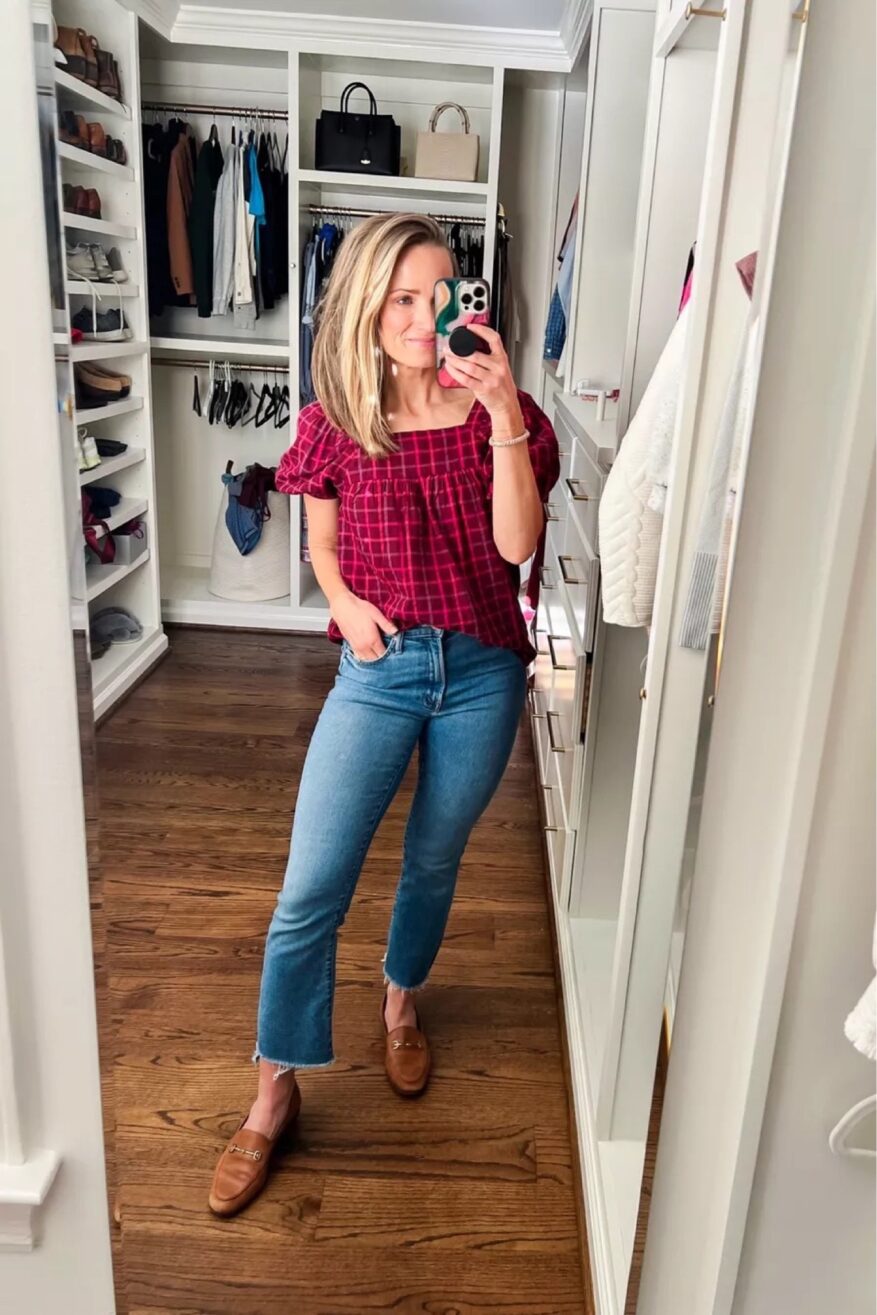 woman wearing MOTHER Insider Crop Step Fray Jeans from TeriLyn Adams Picks from the ShopBop Sale