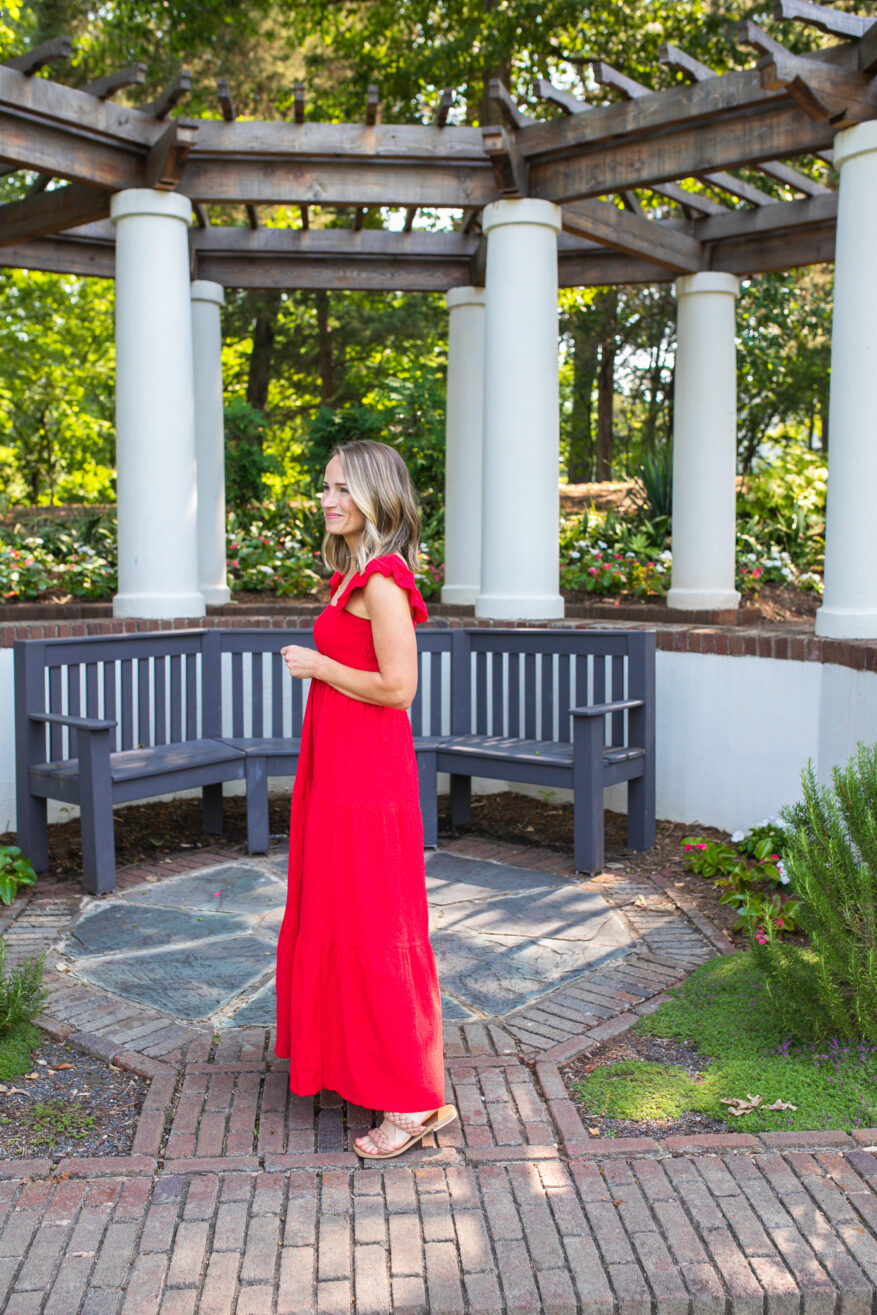 TeriLyn Adams wearing sleeveless red dress  