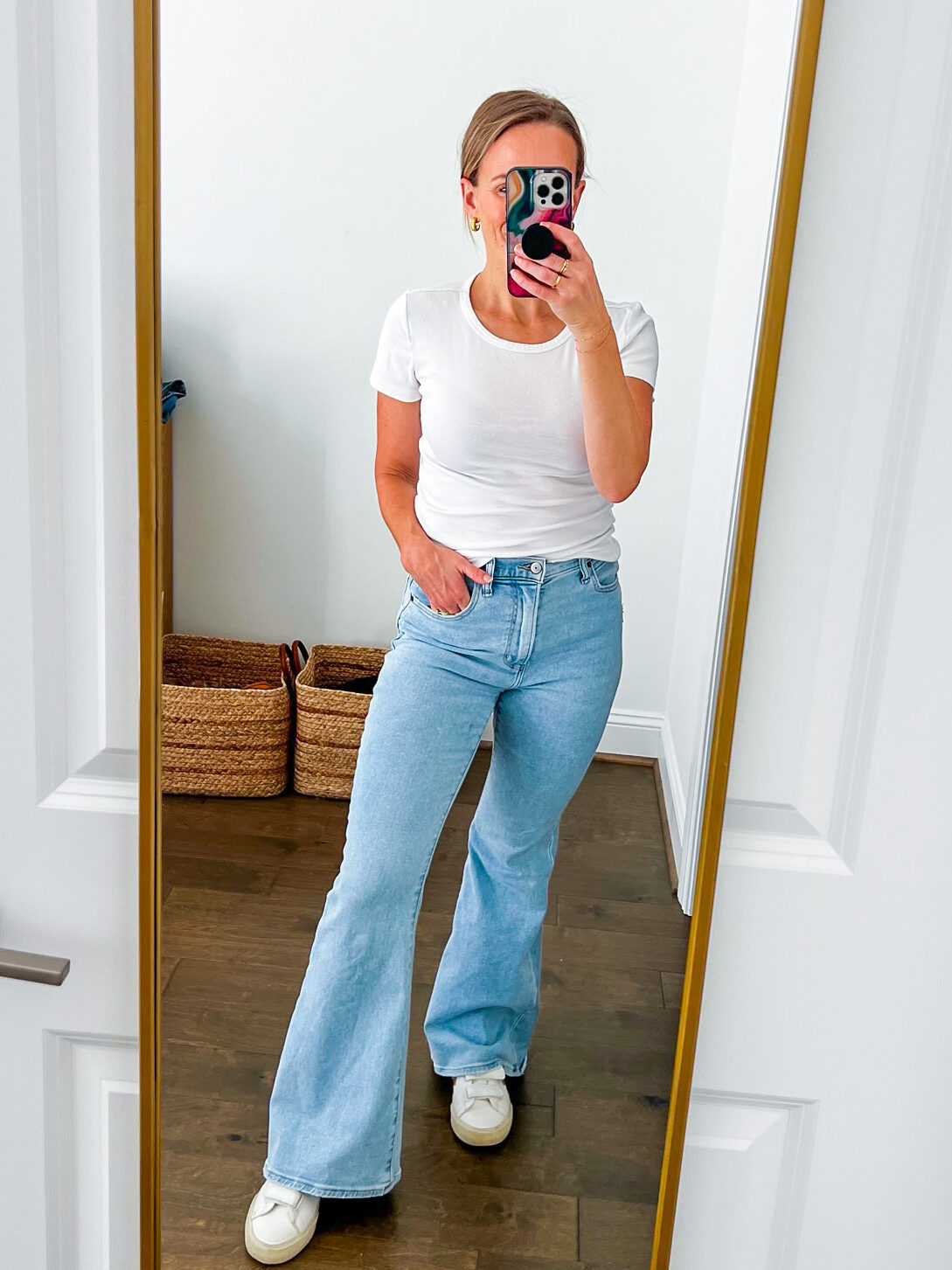 TeriLyn Adams wearing one of the Best Abercrombie Jeans in Ultra High Rise Flare Jean