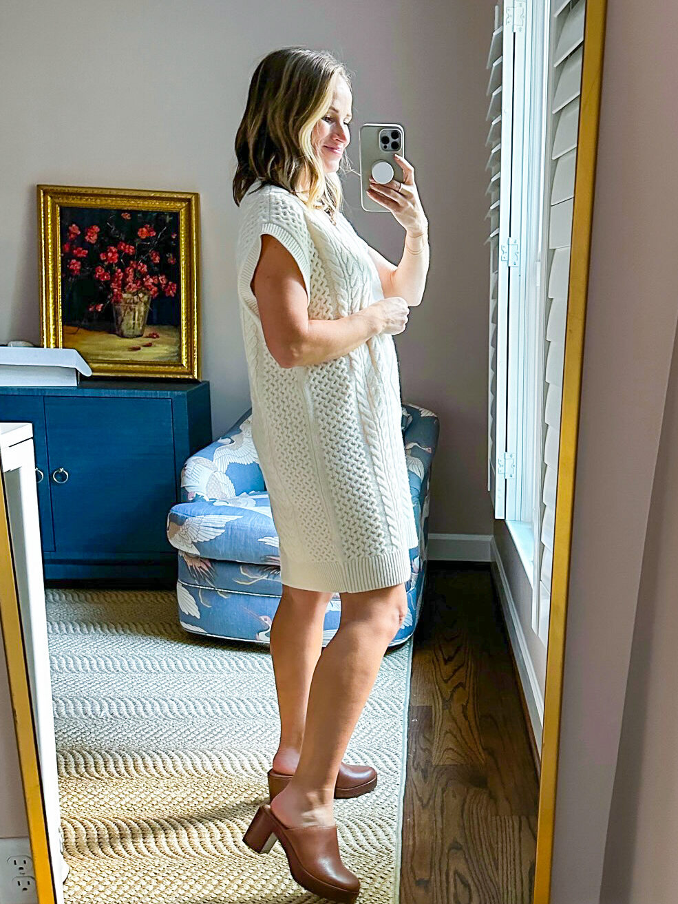 TeriLyn Adams in Cable-Knit Oversized Mini Sweater Dress