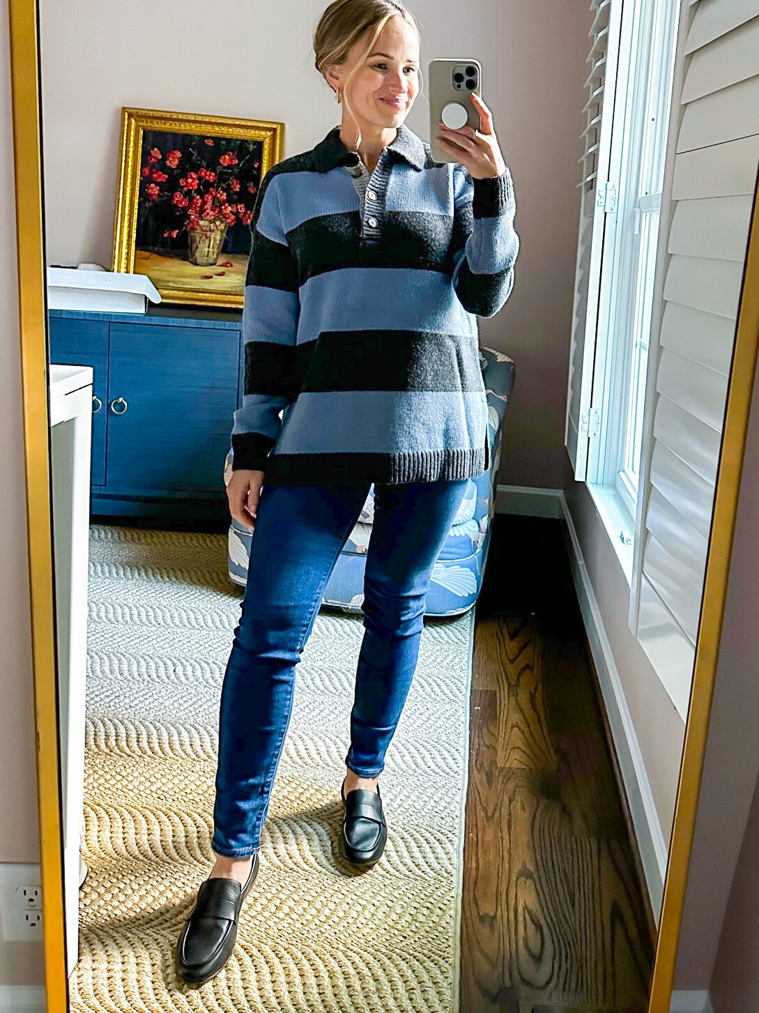 TeriLyn Adams taking a selfie while wearing The Lacey Ballet Loafer from Madewell Fall Finds