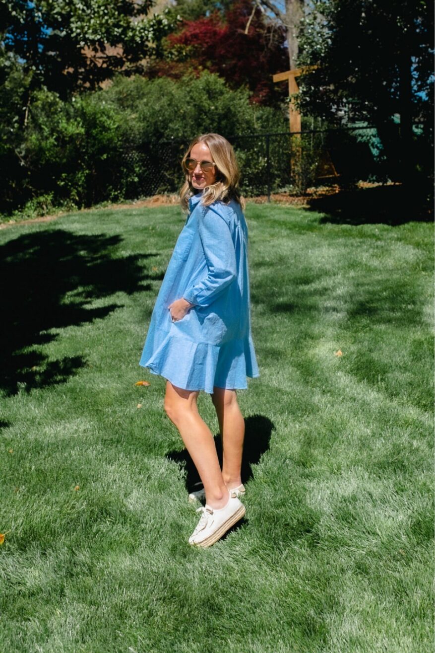  TeriLyn Adams wearing blue dress and white sneakers