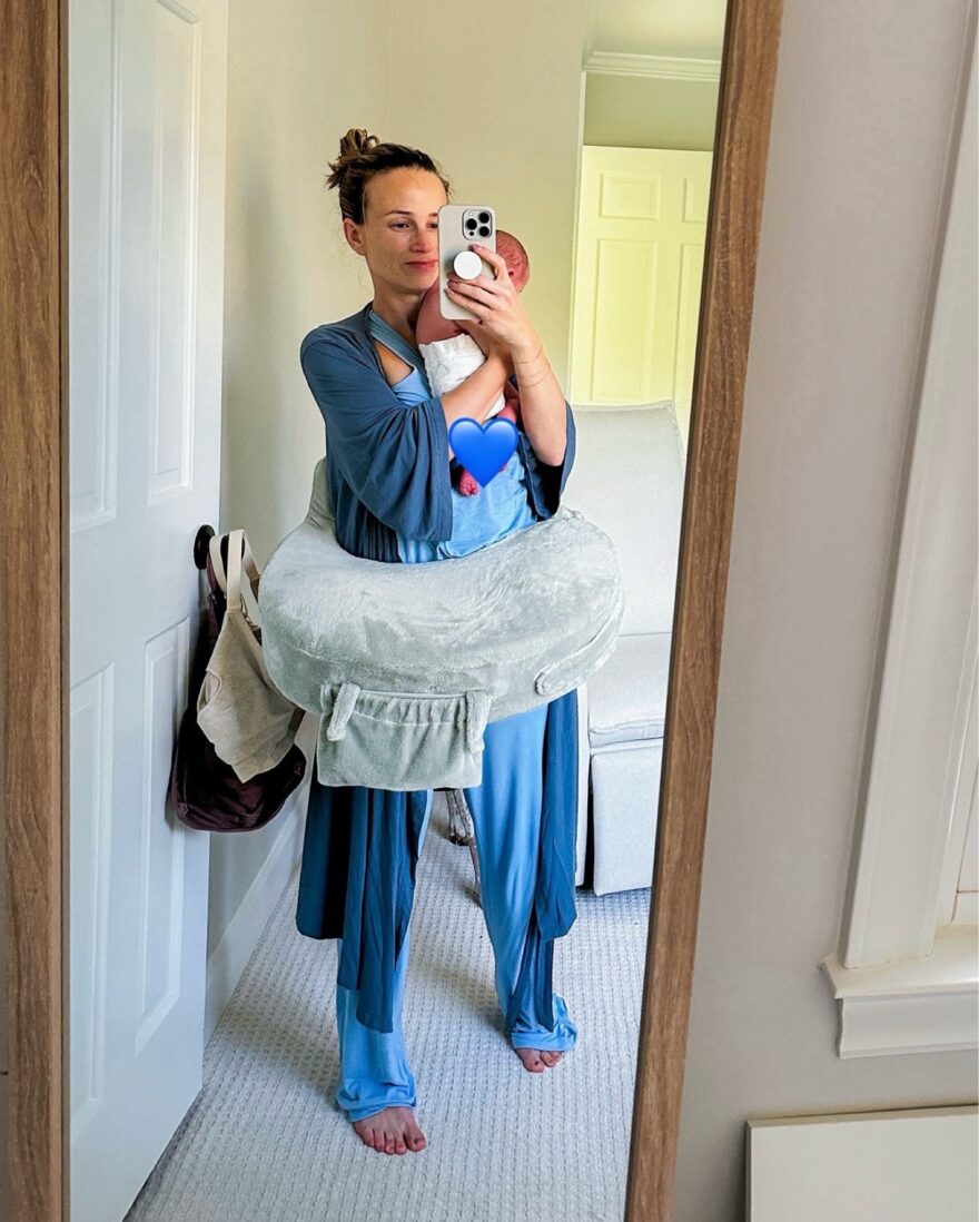 TeriLyn Adams in dreamknit pant set after breast-feeding