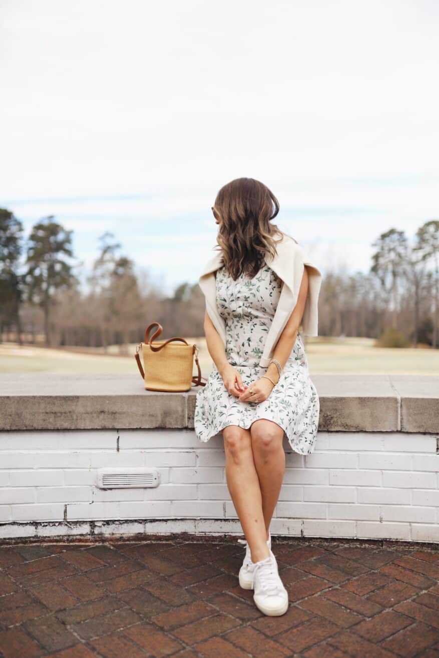 Woman wearing dress with flowers