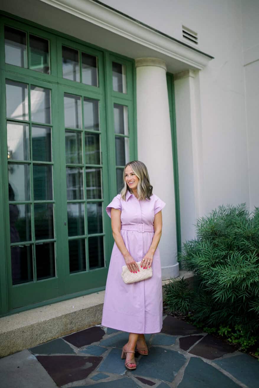 Woman wearing Chloe Dress with a clutch