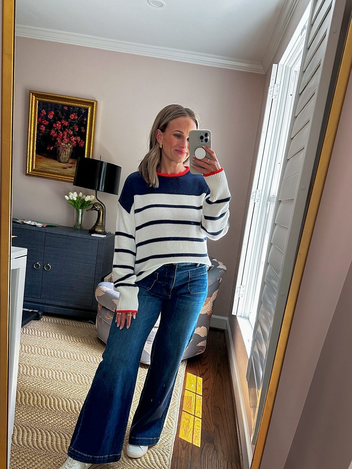 Woman wearing Caslon® Easy Pima Cotton Roll Neck Sweater