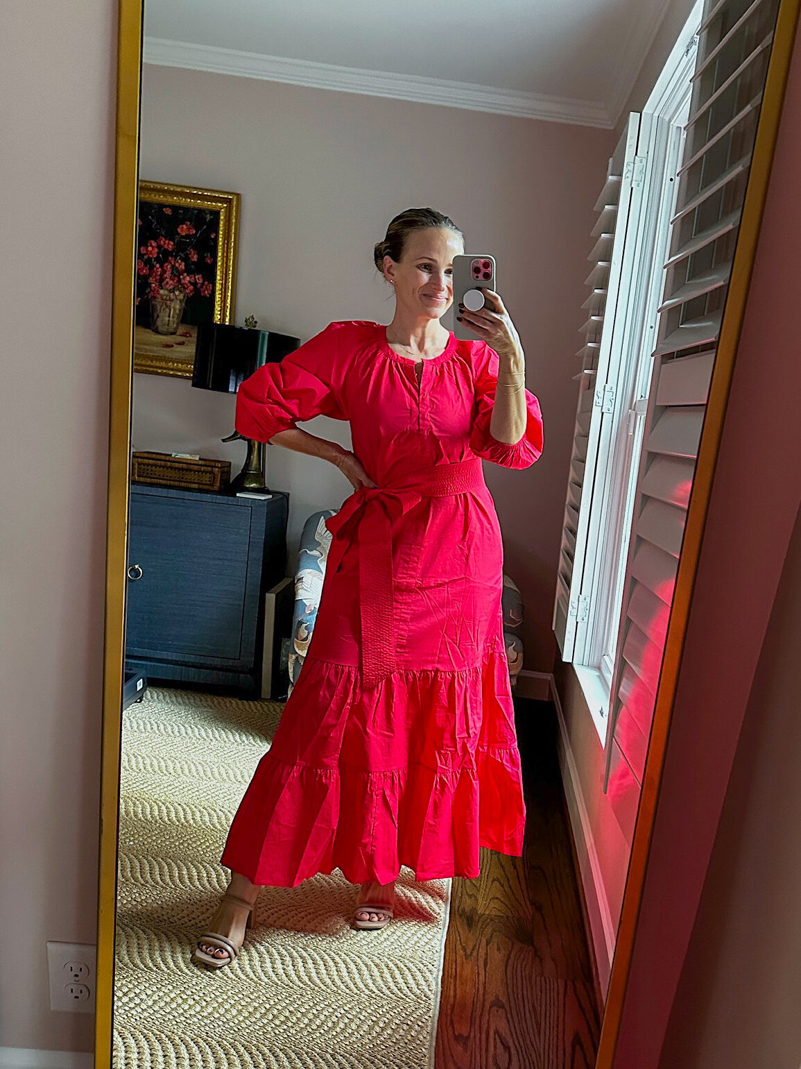 Woman wearing Red Lyles Dress