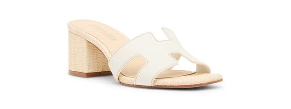 Hana white leather block heel slide sandal pregnancy