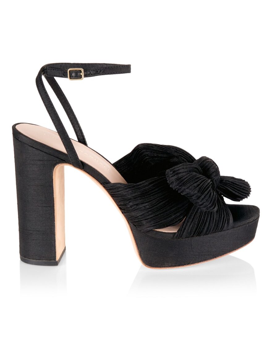 Loeffler Randall black bow block heel sandal pregnancy