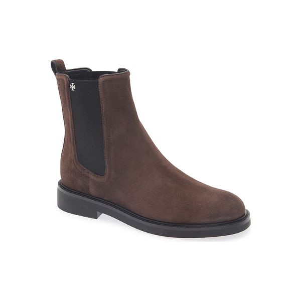 Tory Burch brown suede Chelsea boot pregnancy