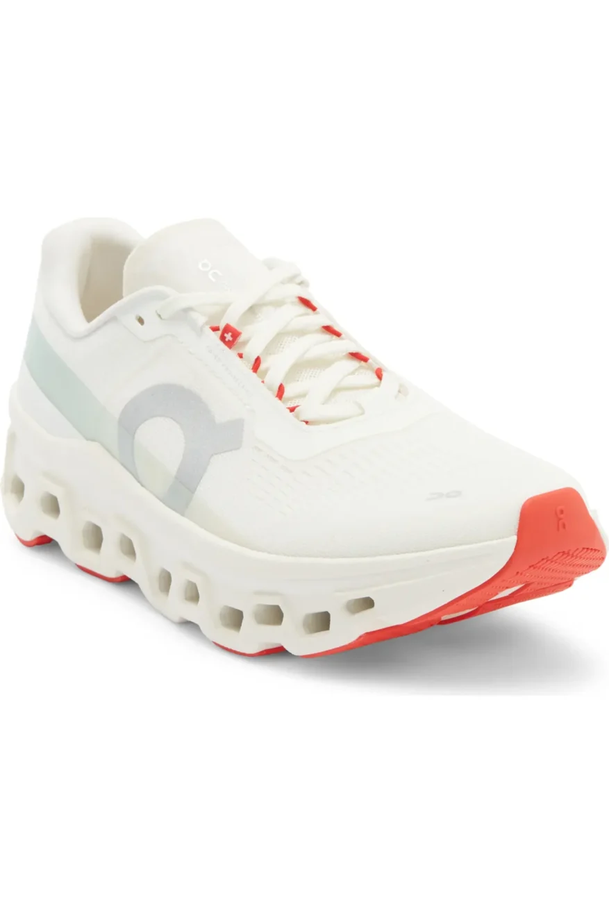 On Cloudmonster sneakers with cushioned sole for pregnancy workouts and walks