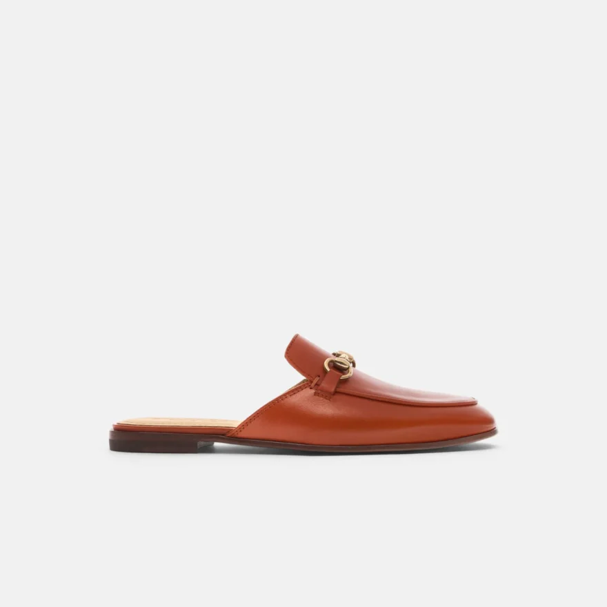 Scarosso Serena leather mules with gold horsebit detail, slip-on work shoe