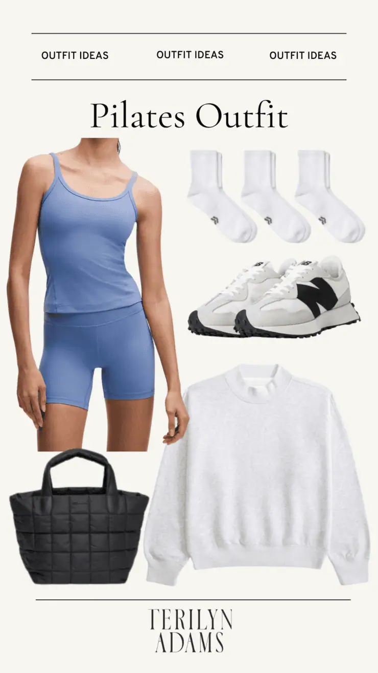Graphic on Pilates outfit with Lululemon Align set and sweatshirt