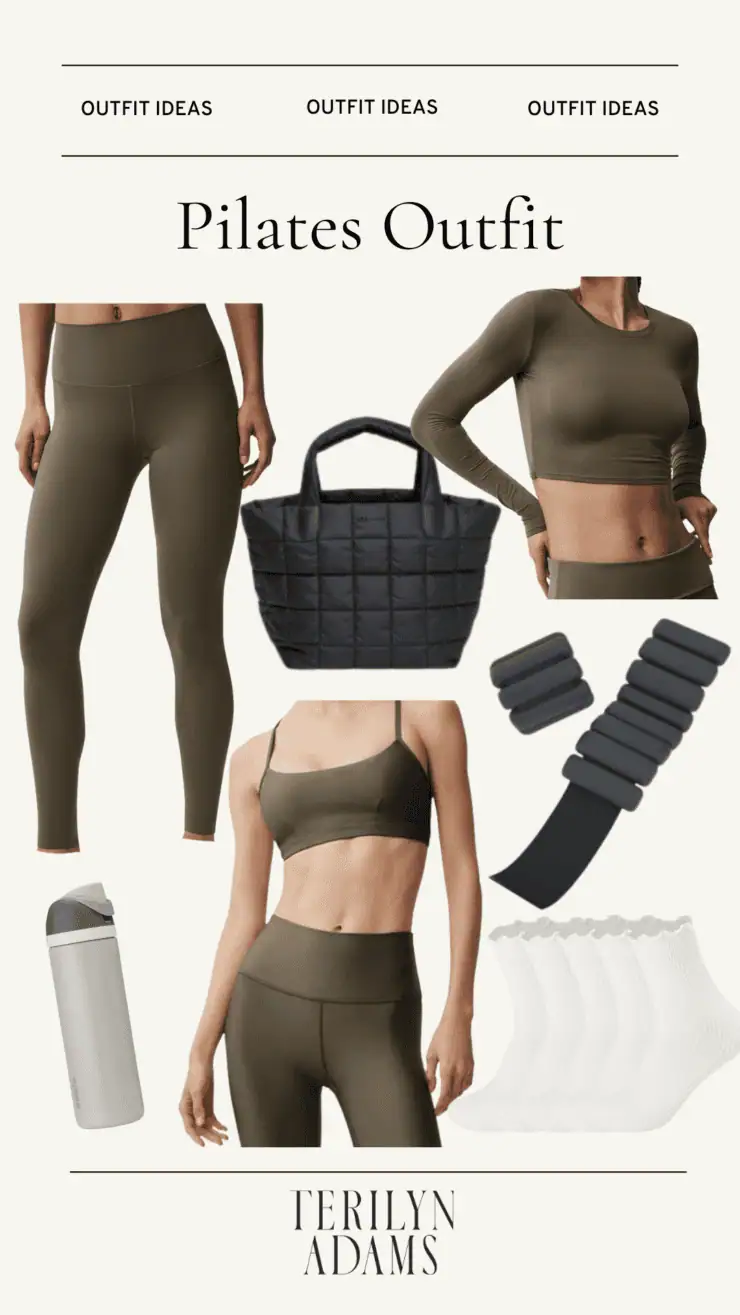 Graphic on Pilates outfit with Alo Softsculpt set