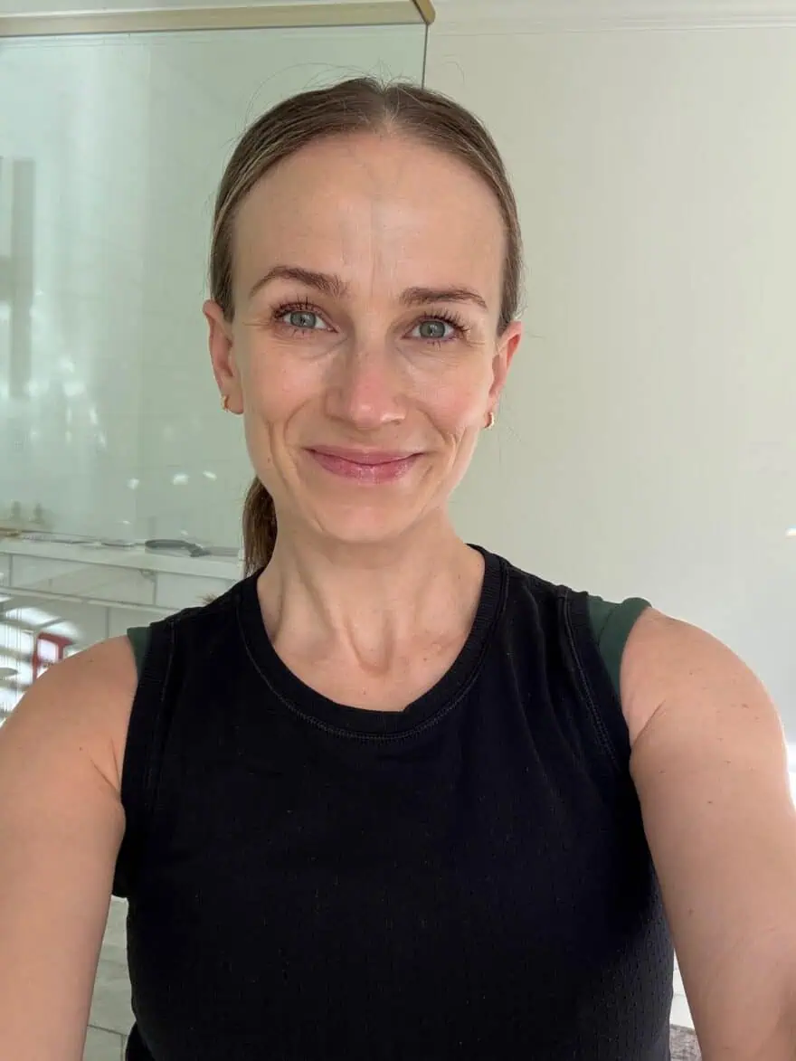 Woman's face after using Olive Rose Tinted Moisturizer