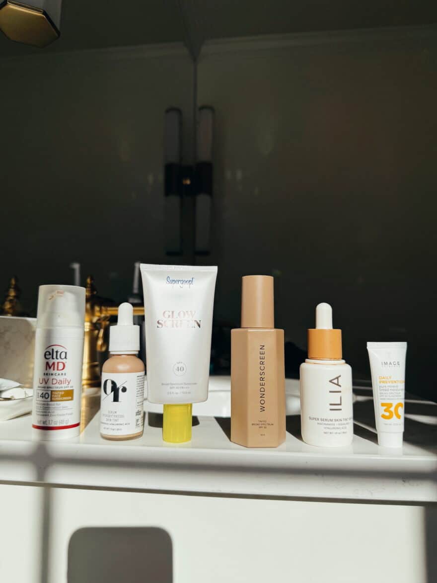 Tinted moisturizers on a shelf