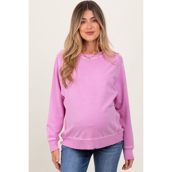 PinkBlush pink french terry vintage wash maternity pullover