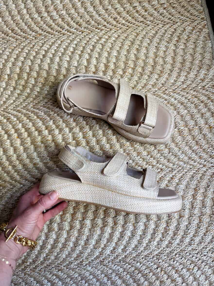 Amazon platform velcro sandal Loeffler Randall Blaise Sandal dupe
