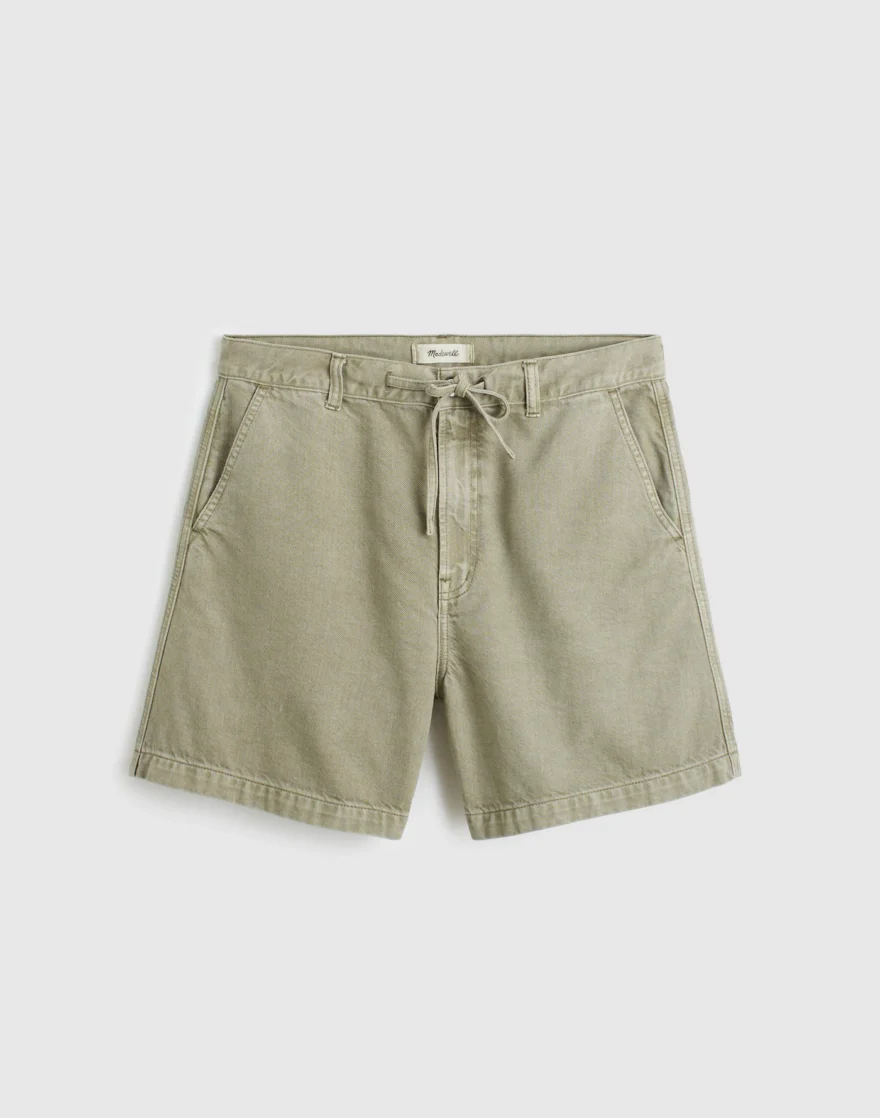 Madewell Drawstring Jean Short with front waist tie in sagebrush green