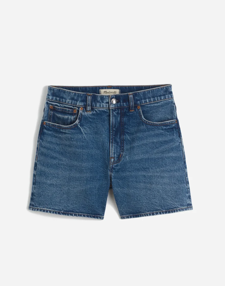 Madewell Perfect Vintage Mid-Length Jean Short in medium wash denim