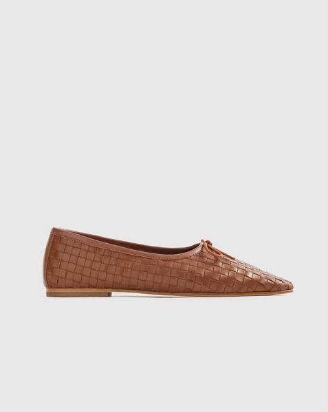 Quince Italian Leather Handwoven Square Toe Flat product shot