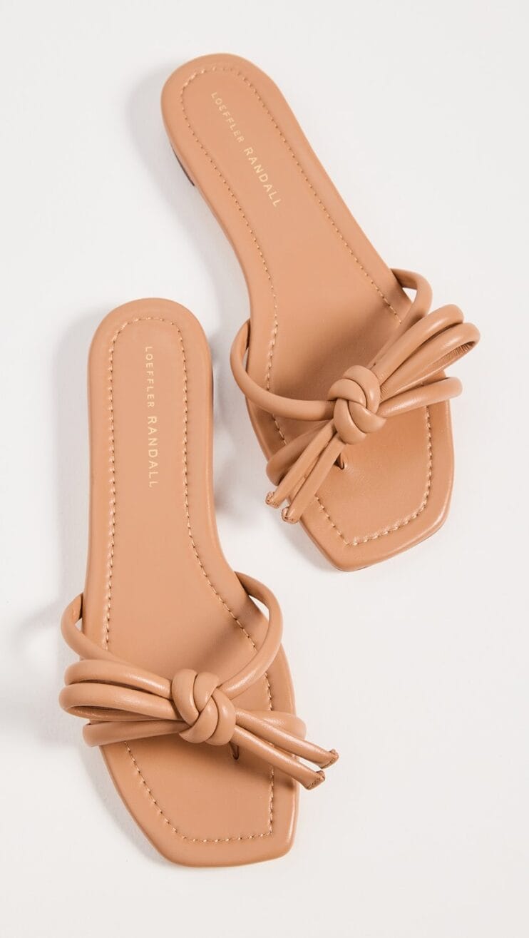 loeffler randall neutral sandals with bow detailing