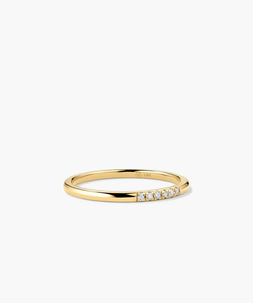 Mejuri Diamonds Line Ring in 14k gold with row of small pavé diamonds along thin band