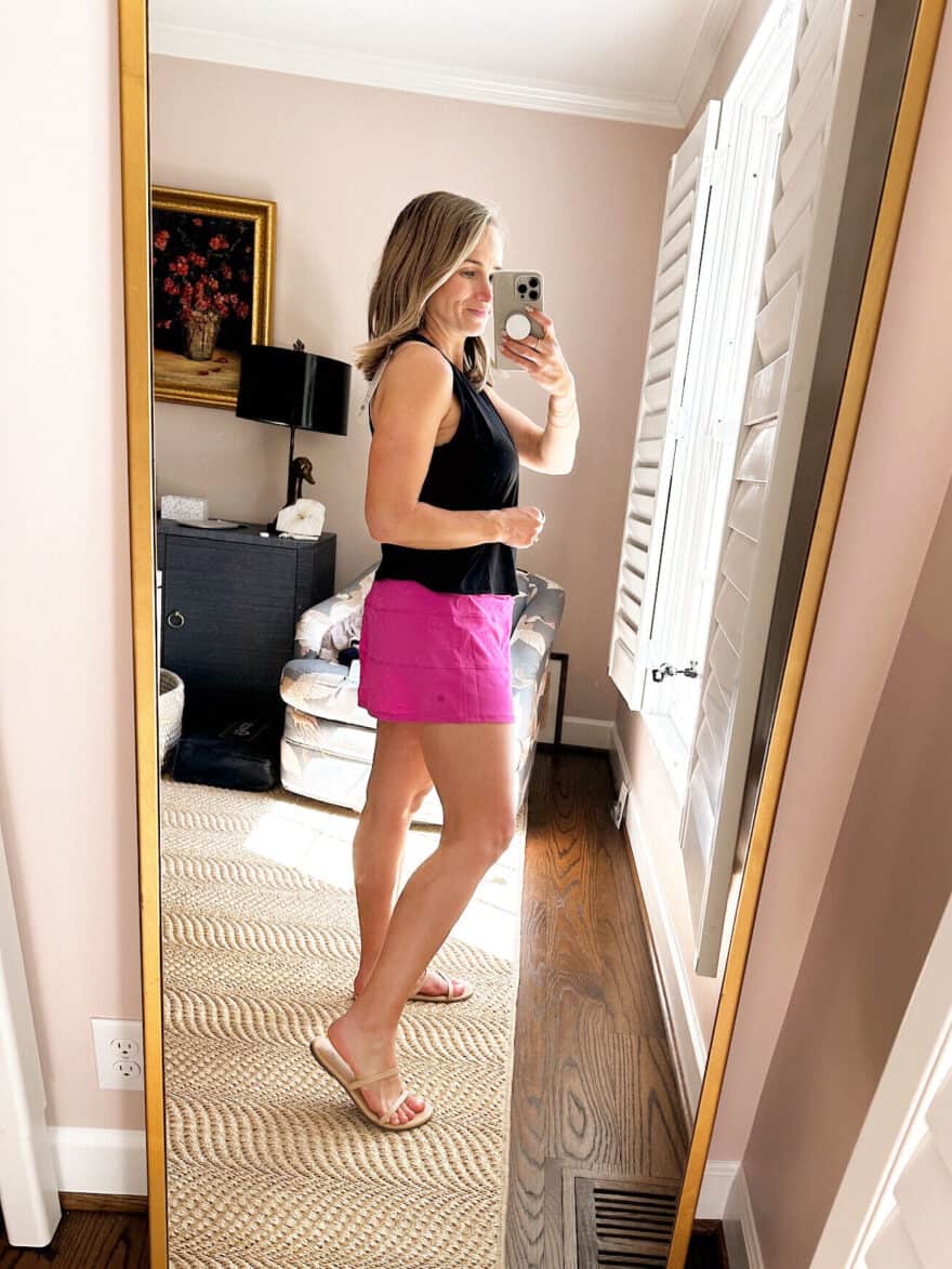 woman wearing lululemon dupe skirt