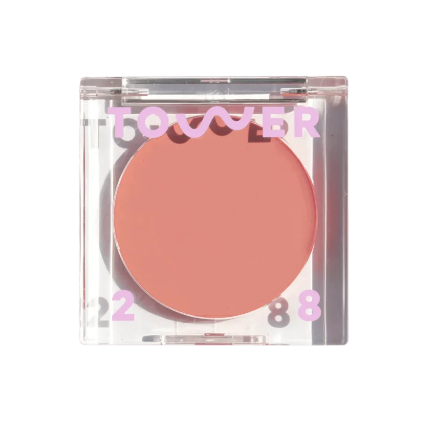 Tower 28 BeachPlease cream blush compact in a warm coral-pink shade