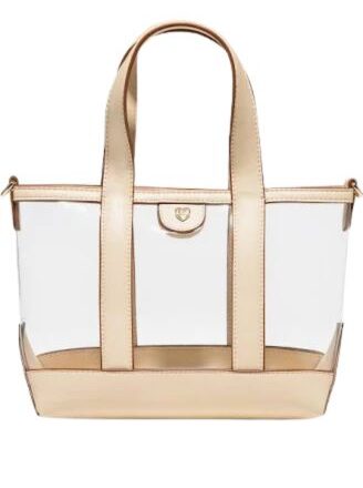 Stoney Clover Lane clear tote bag with tan trim and gold hardware