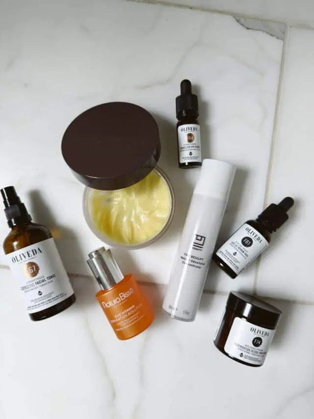 Skincare products on counter