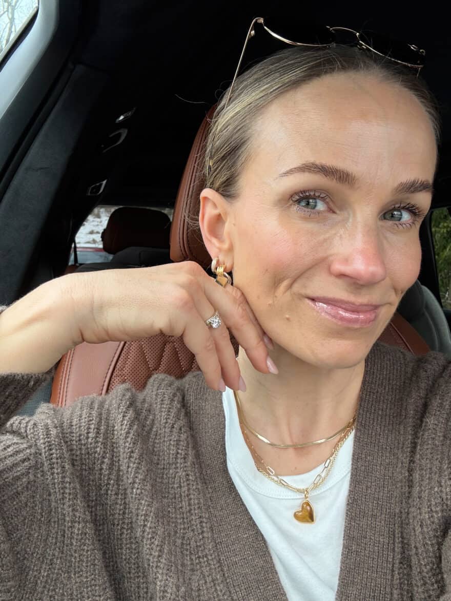 TeriLyn Adams showing face closeup after using Natura Bisse lightweight makeup foundation