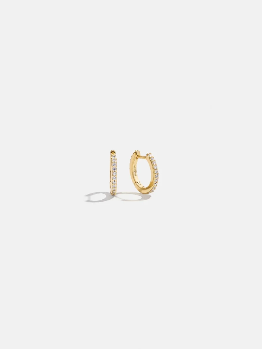 BaubleBar gold pavé huggie hoop earrings