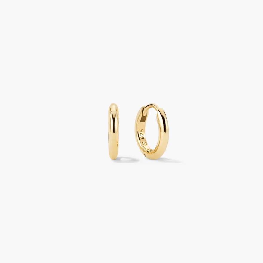 Mejuri gold tube huggie hoop earrings, 12mm