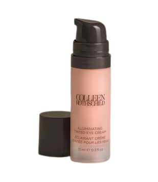Colleen Rothschild Illuminating Tinted Eye Cream in glass pump bottle, product shot.