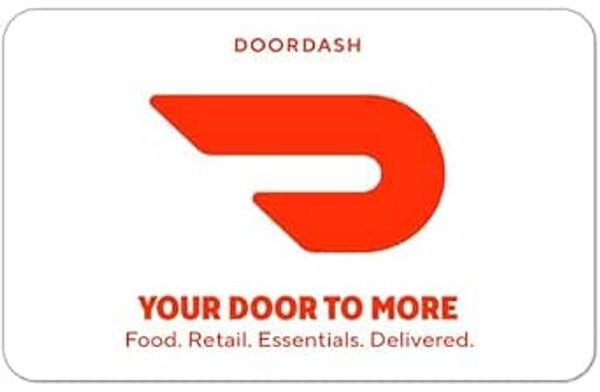 DoorDash gift card, product shot.