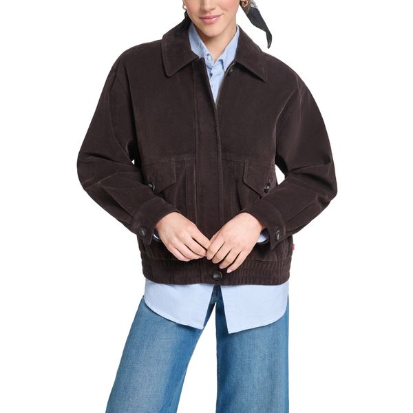 Levi's relaxed fit faux suede dad bomber in brown corduroy, product shot